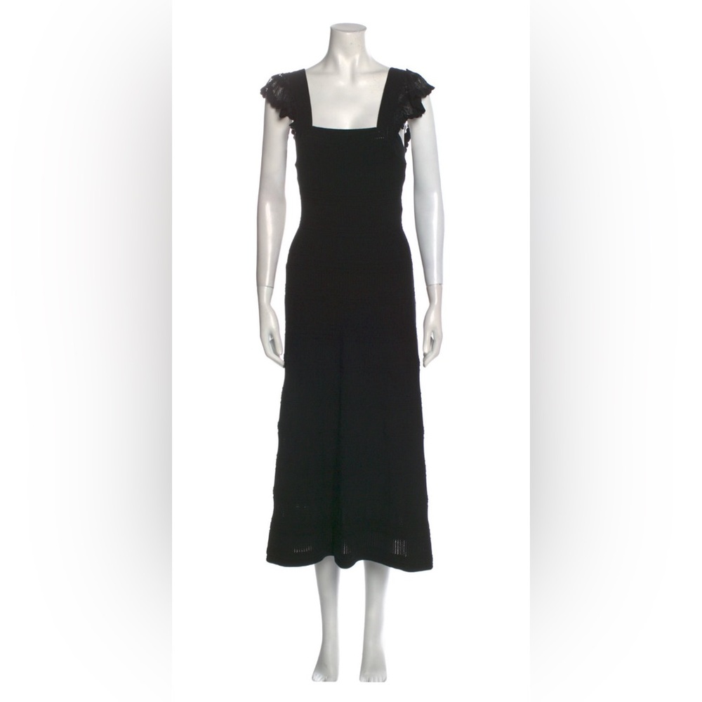 Sezane Fitted Black Midi Dress Size S